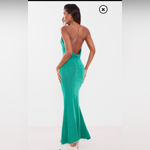 Pretty Little Thing maxi formal green dress. Size 4. Only worn once - Picture 3 of 8